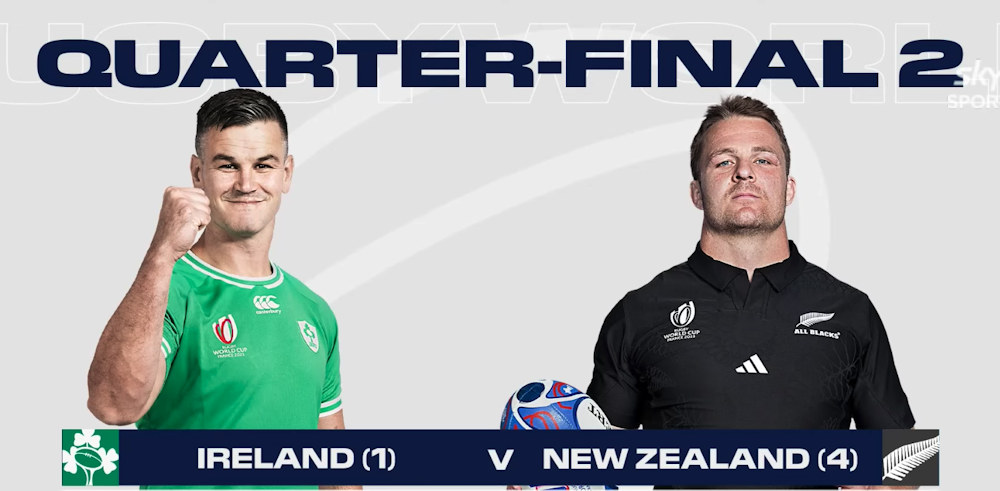 Rugby: Ireland vs New Zealand - Sun 15 Oct - 8:00am Rugby: Ireland vs New Zealand - Sun 15 Oct - 8:00am